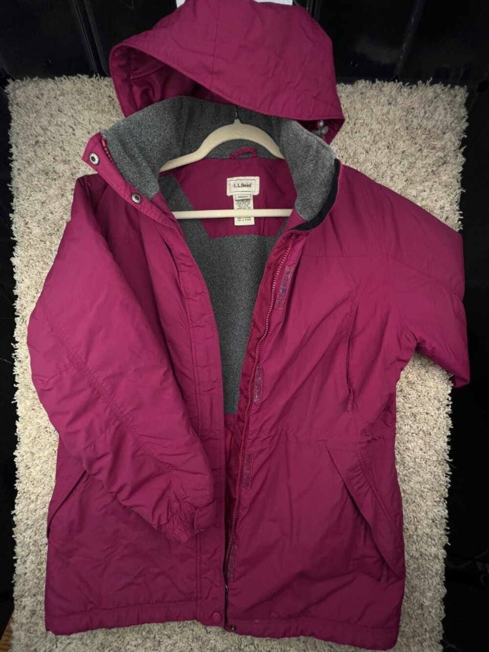 LL Bean Women’s Thinsulate Lined Hooded Jacket Coat Red 0BDX2 Size L Large Reg *